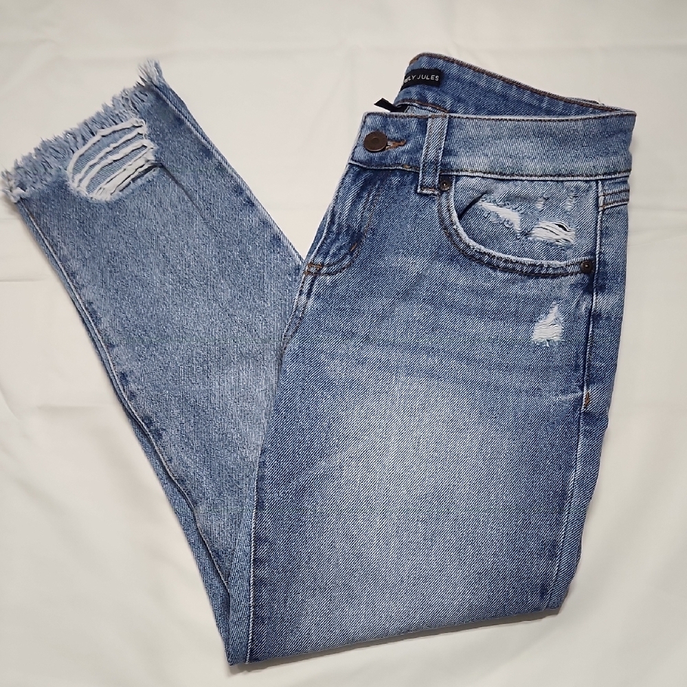 Sincerely Jules Distressed Straight Leg Jeans Size 25 Frayed Hem